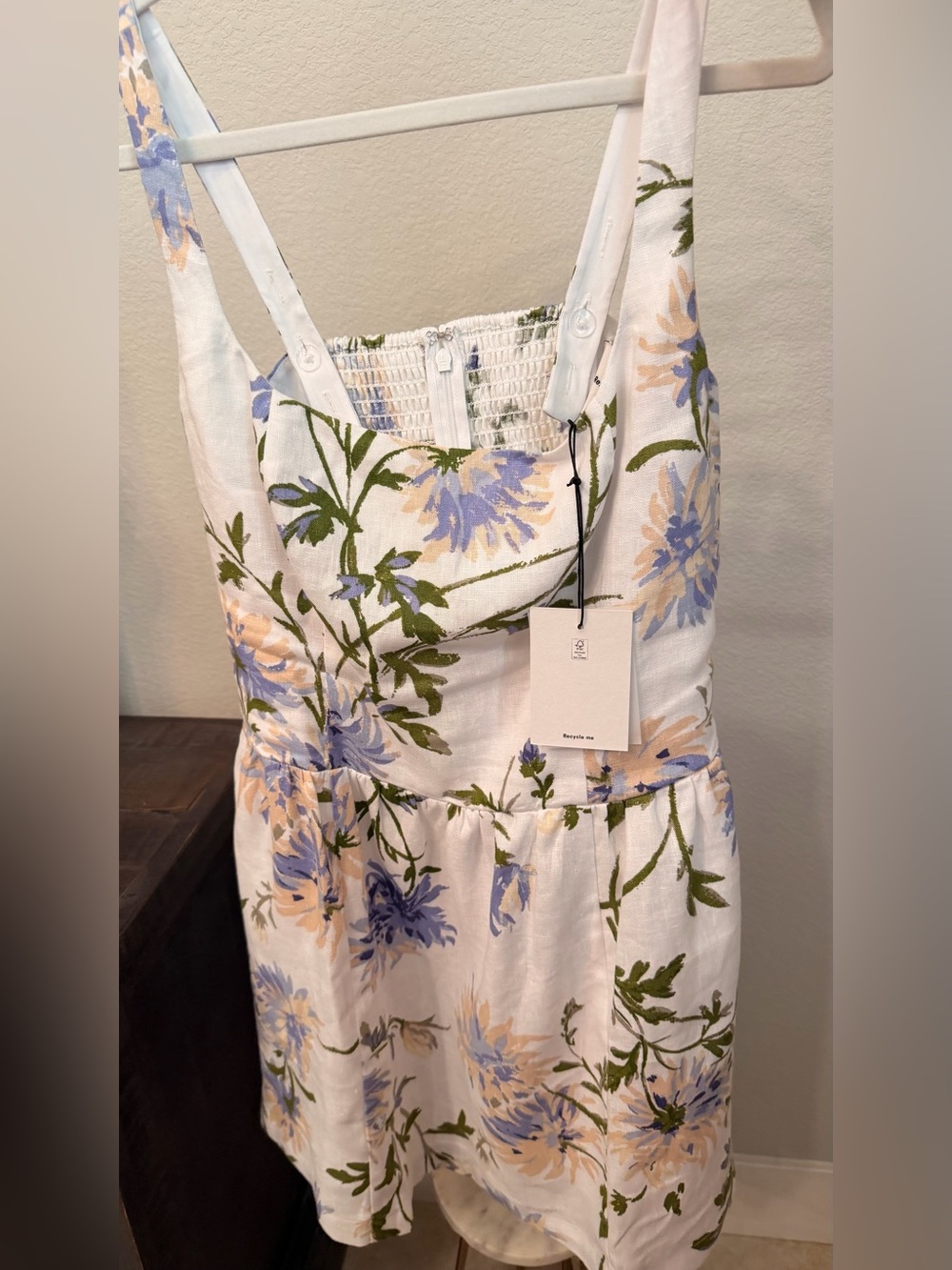 Reformation Janu 100% Linen Mini Dress Serenity Size 12 NWT